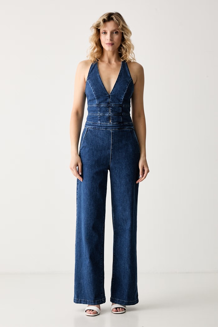 Guess kombinezon damski jeansowy VAL niebieski W6YK45.D1431