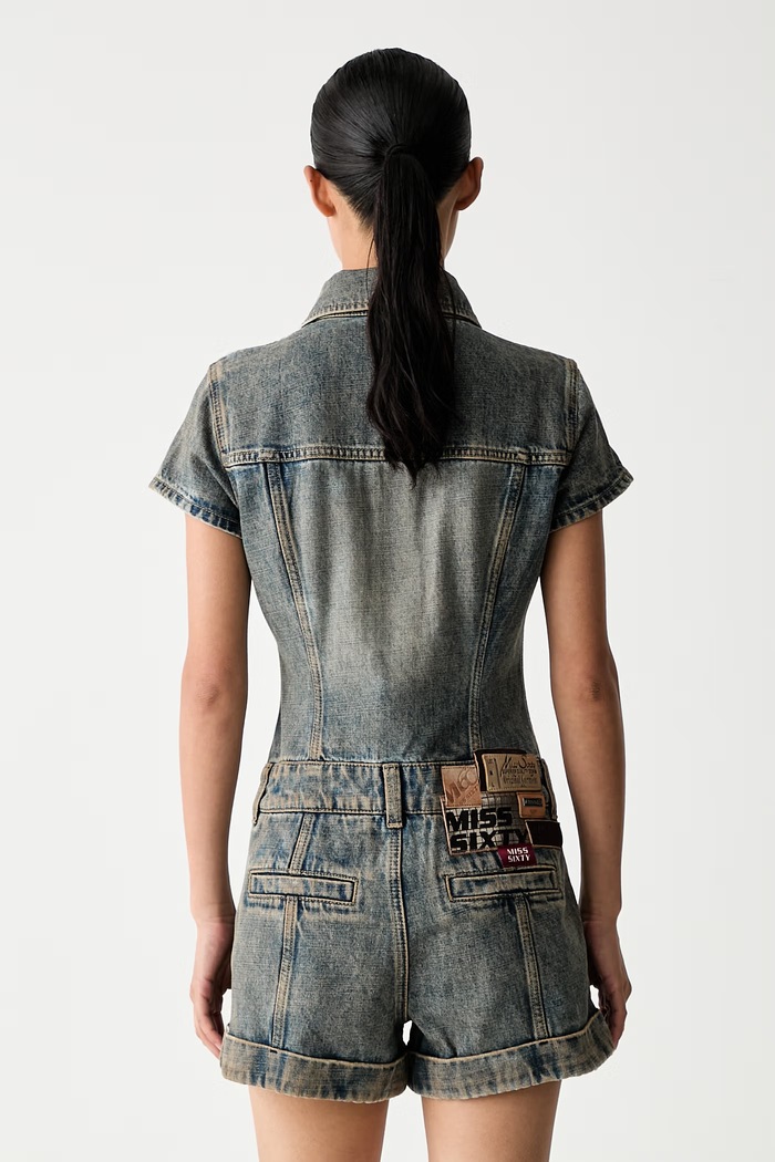 Odzież Miss Sixty kombinezon damski jeansowy 6M2JJ41700 niebieski