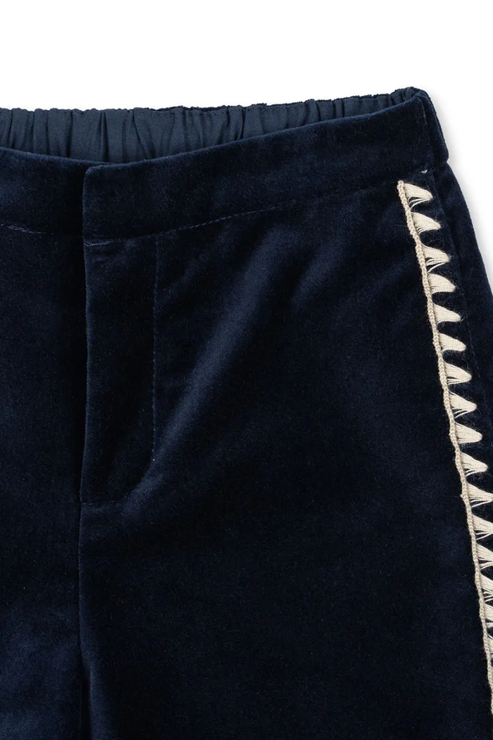 Chłopiec Konges Sløjd Spodnie straight dziecięce bawełniane z elastanem ROCKY PANTS KS108118.9BY2 granatowy