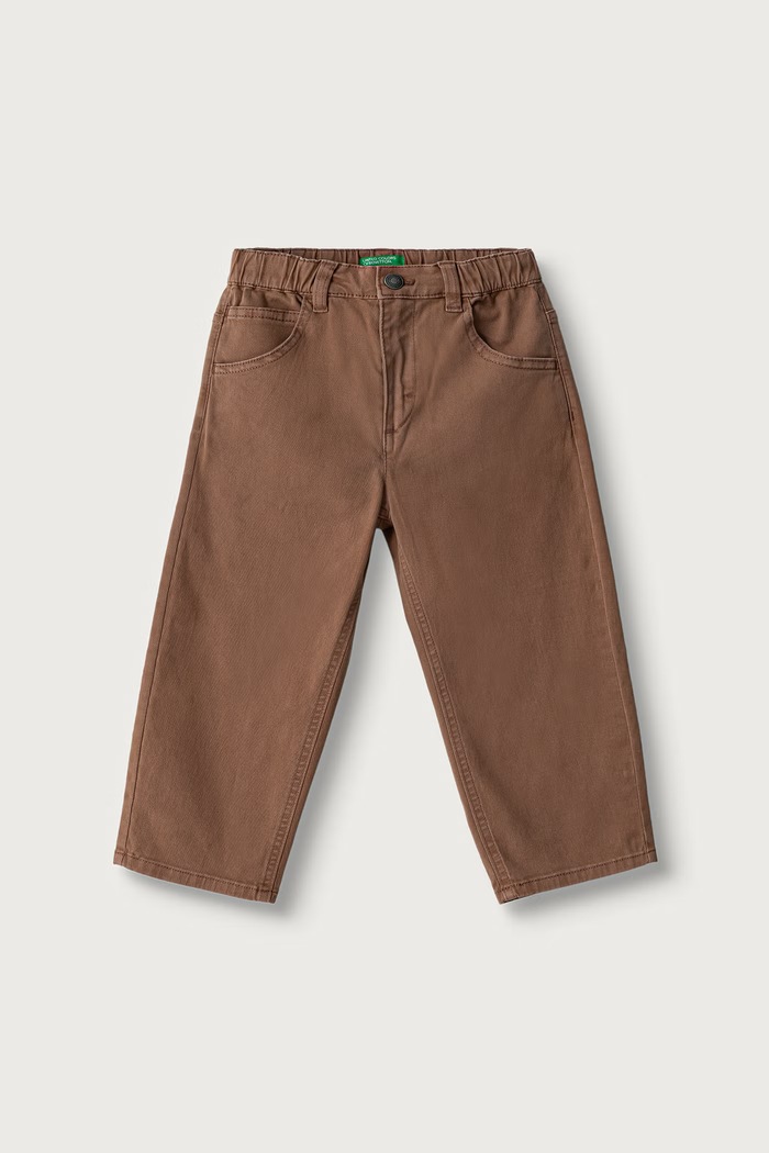 United Colors of Benetton Spodnie dziecięce bawełniane z elastanem brązowy 46F5GF037.P.Seasonal