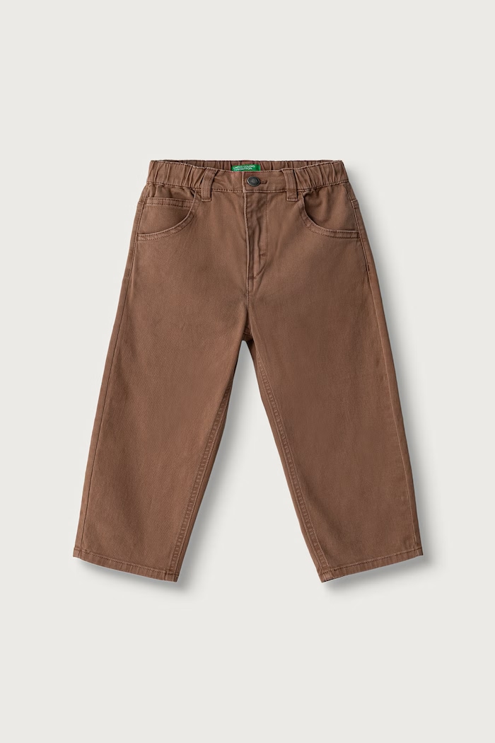 United Colors of Benetton Spodnie dziecięce bawełniane z elastanem brązowy 46F5GF037.P.Seasonal