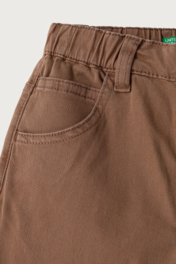 Chłopiec United Colors of Benetton Spodnie dziecięce bawełniane z elastanem 46F5GF037.P.Seasonal brązowy