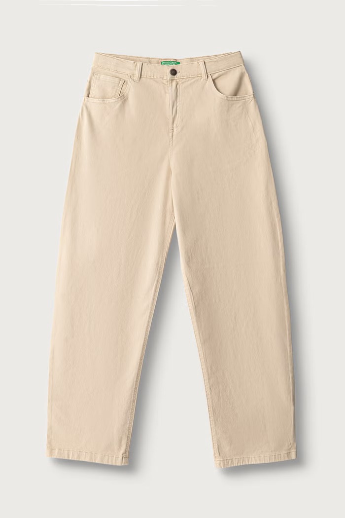 United Colors of Benetton Ravne hlače za djecu s pamukom bež 46F5CE04W.G.Seasonal