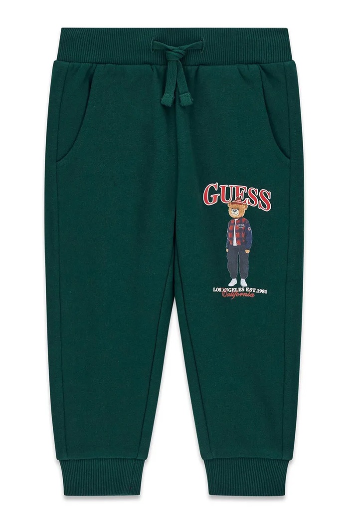 Guess Spodnie dresowe dziecięce bawełniane zielony N6BB03.K6119.9BY2