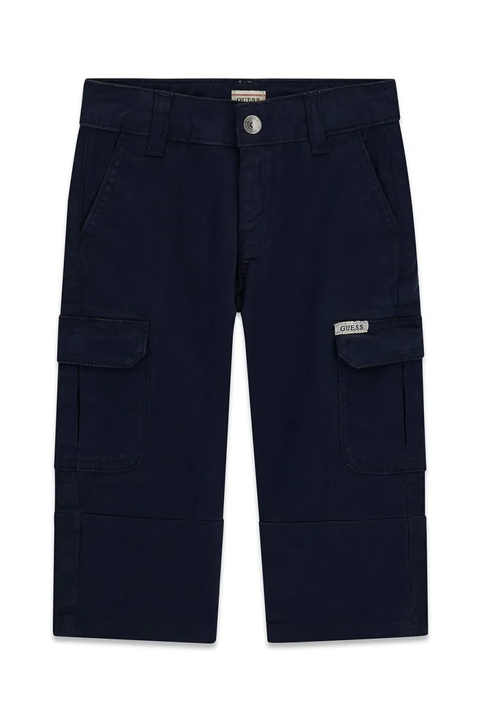 Guess Spodnie cargo dziecięce bawełniane z elastanem granatowy N6BB02.W4125.9BY2