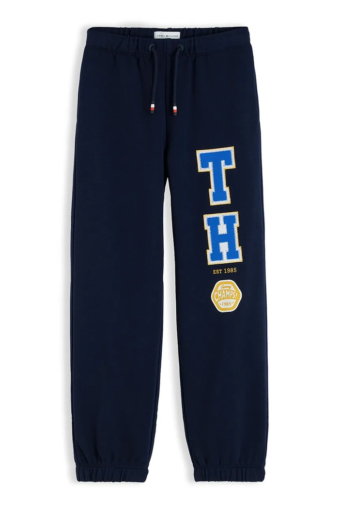 Tommy Hilfiger spodnie dresowe dziecięce bawełniane KB0KB10654.9BY2 granatowy AW26