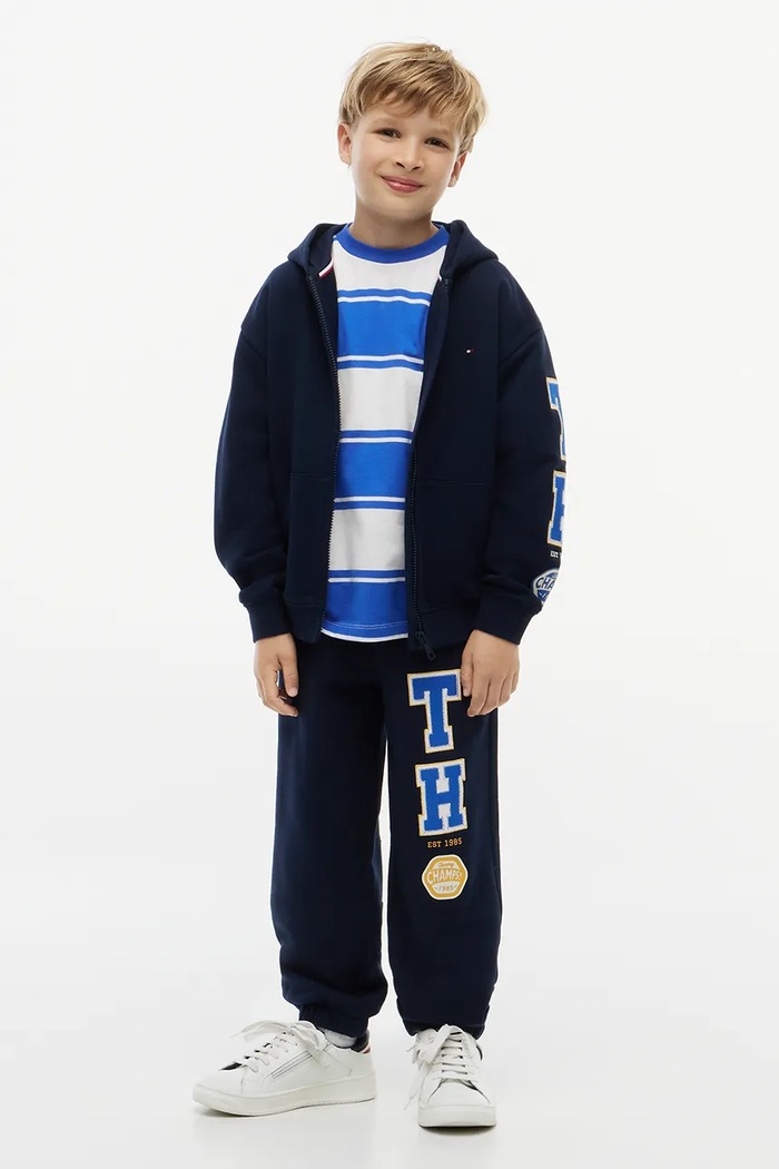 Tommy Hilfiger spodnie dresowe dziecięce bawełniane granatowy KB0KB10654.9BY2
