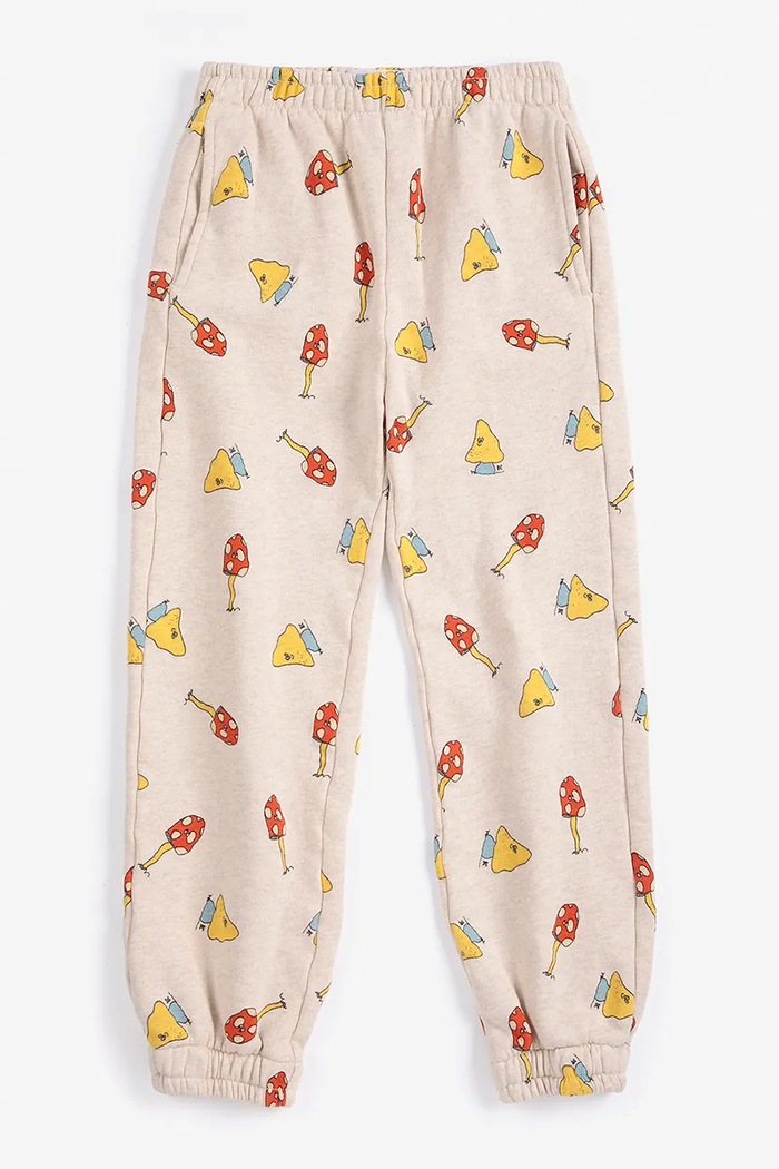 Bobo Choses Teplákové nohavice detské bavlnené Mush Monster 226AC145 béžová AW26