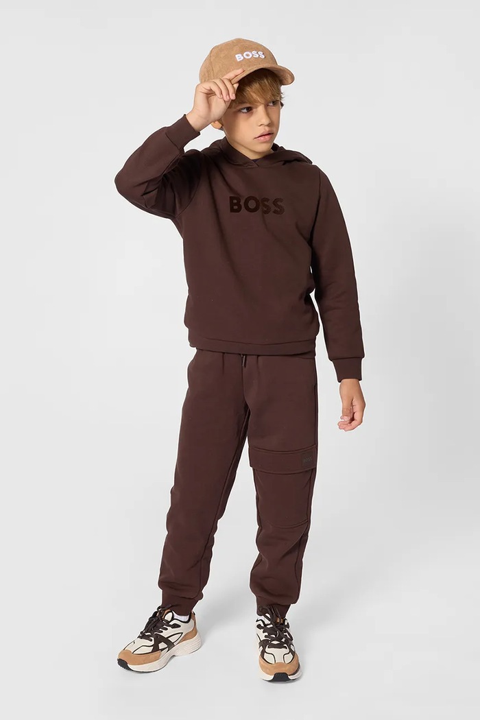 BOSS Donji dio trenirke za djecu s pamukom smeđa J53352.114.150