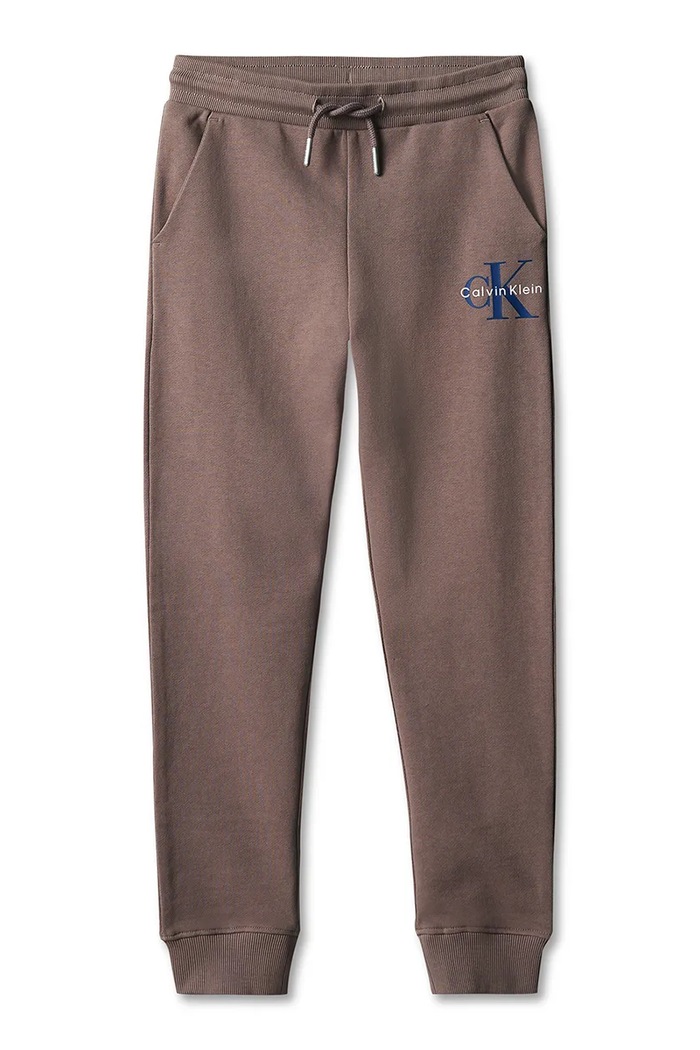 Calvin Klein Jeans Spodnie dresowe dziecięce bawełniane LVCKTJC08U.9BY2 brązowy AW26
