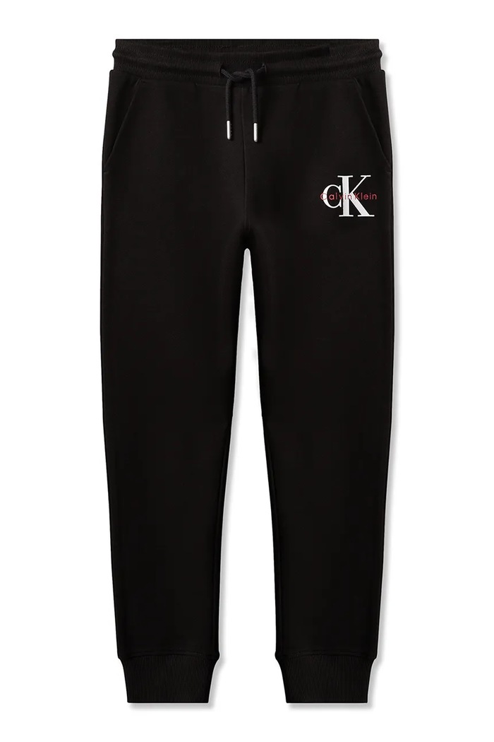 Calvin Klein Jeans Spodnie dresowe dziecięce bawełniane LVCKTJC08U.9BY2 czarny AW26