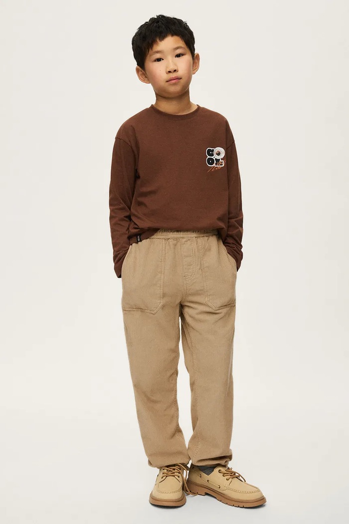 Pantaloni straight per bambini con cotone Mayoral beige 7511.7E.Junior.9BY2