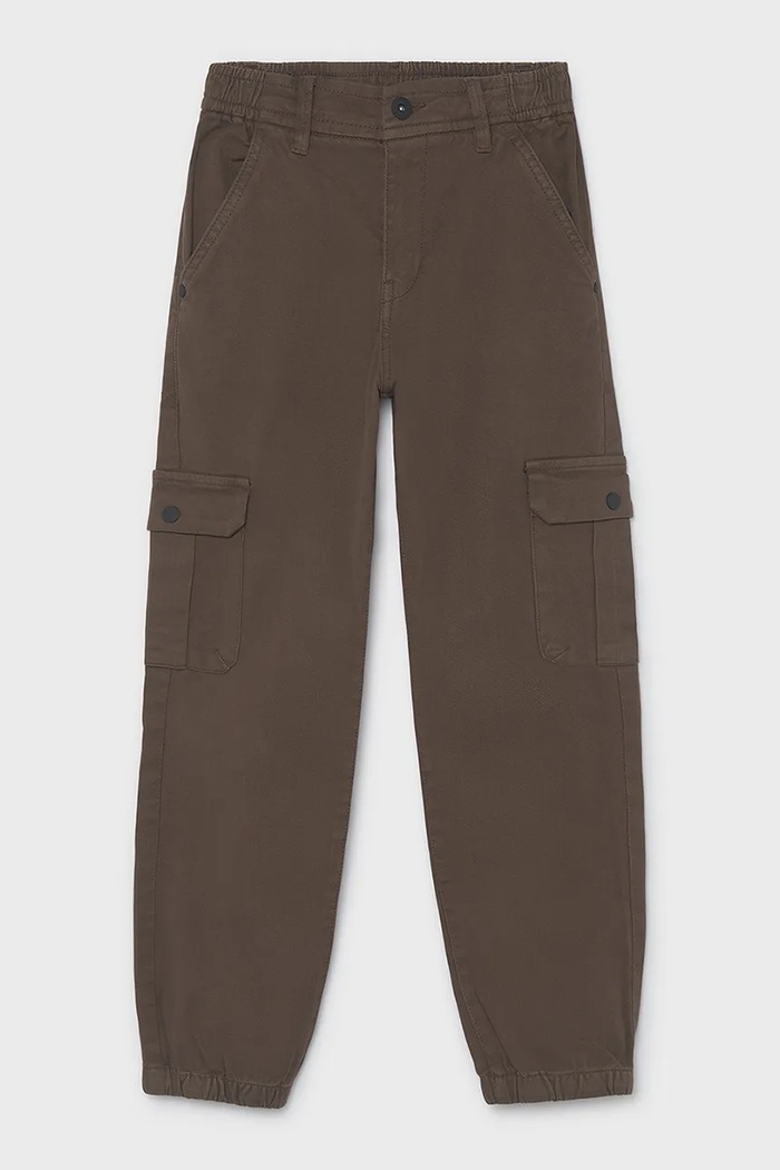 Mayoral nohavice cargo detské bavlnené s elastanom 7514.7E.Junior.9BY2 hnedá AW26