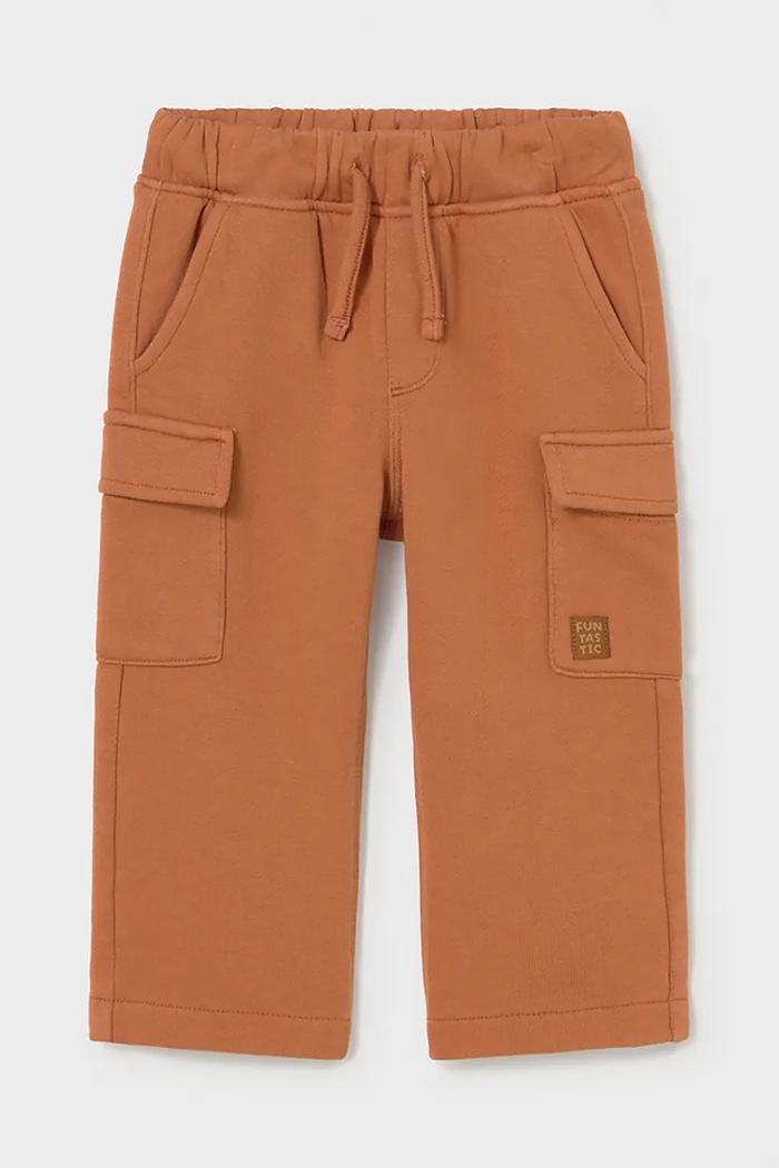 Mayoral pantaloni cargo pentru copii din bumbac portocaliu 2544.3D.Baby.9BY2