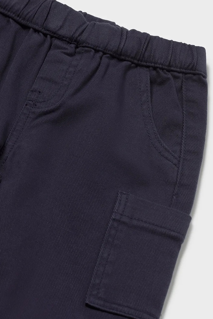 Мальчик Mayoral Джоггеры для детей из хлопка с эластаном Joggery cargo 2539.3A.Baby.9BY2 тёмно-синий
