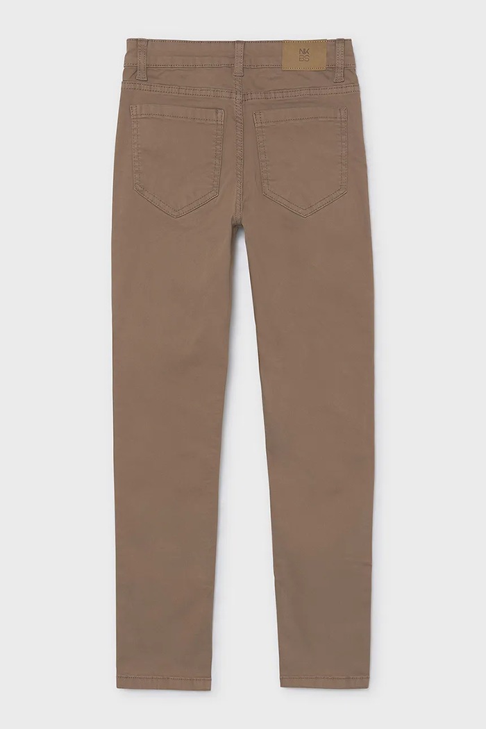 Mayoral стандартен панталон за деца от памук с еластан slim fit basic 582.7A.Junior.9BY2 кафяв AW26