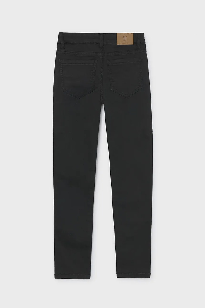 Mayoral стандартен панталон за деца от памук с еластан slim fit basic 582.7A.Junior.9BY2 черен AW26