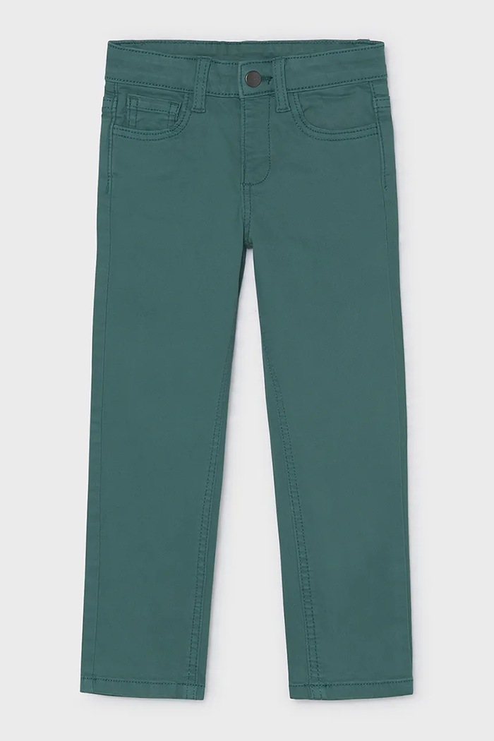 Mayoral Spodnie dziecięce bawełniane z elastanem slim fit basic turkusowy 517.5A.Mini.9BY2