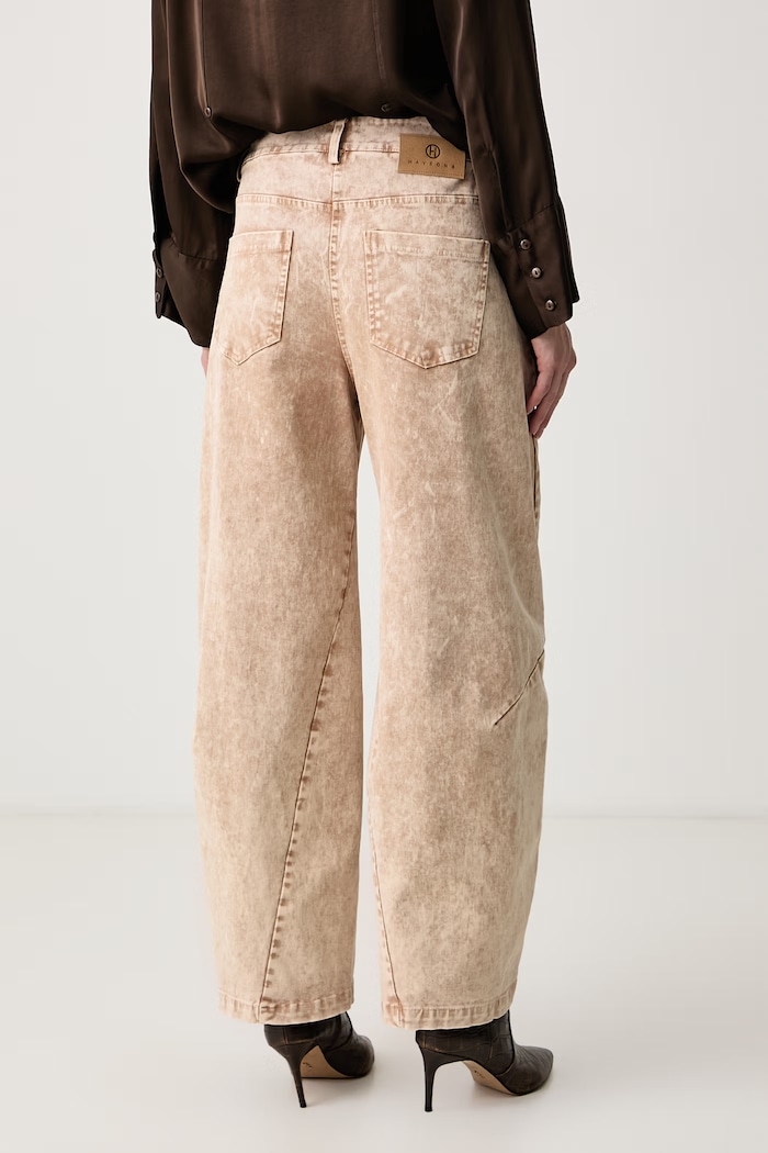 Odzież Haveone Jeansy relaxed fit damskie PFW.R167 beżowy