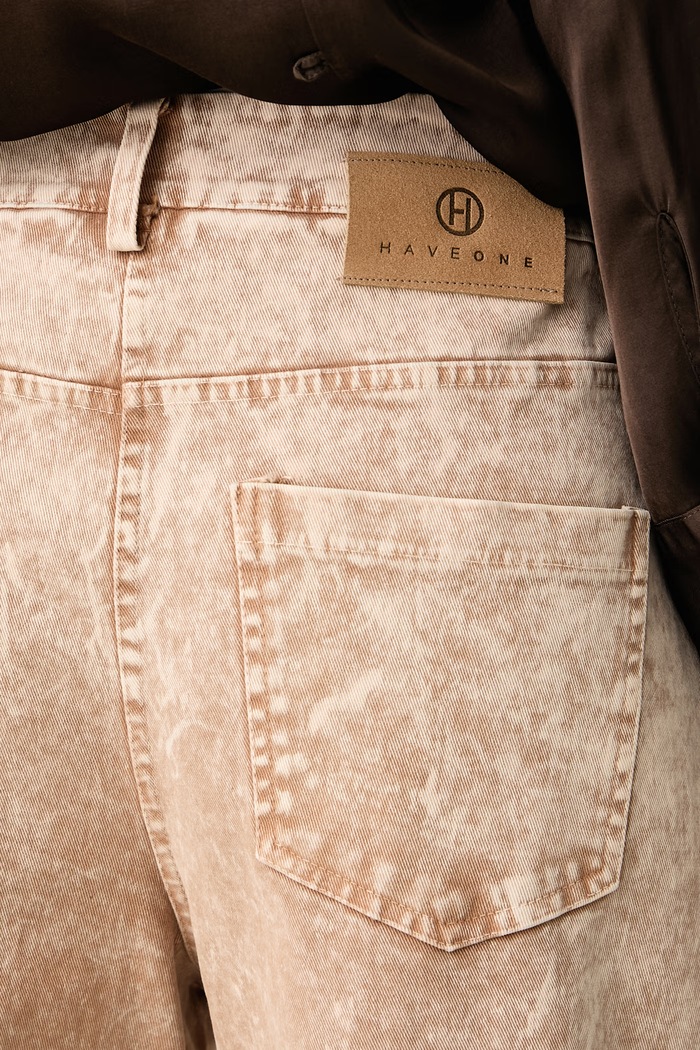 Jeansy relaxed fit damskie Haveone PFW.R167 beżowy