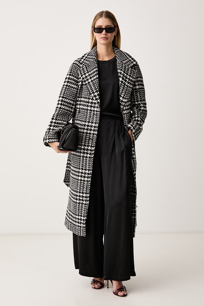 Haveone Spodnie wide leg damskie z wiskozy PWG.R035 czarny AW26
