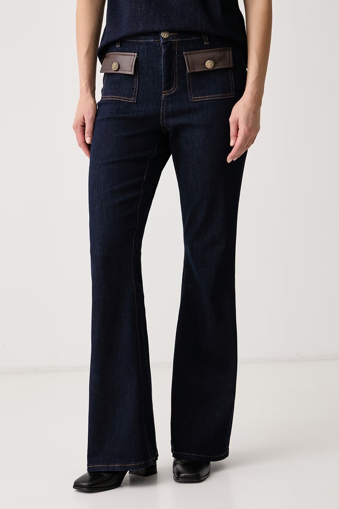 Joseph Ribkoff Jeansy flare damskie granatowy 264963