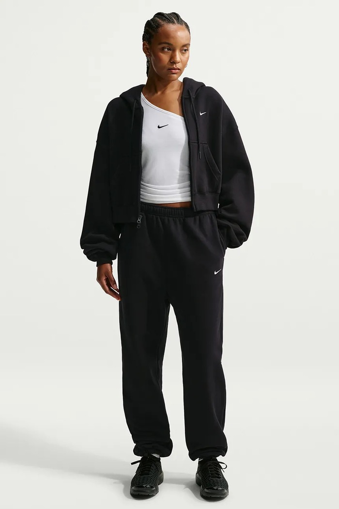 Nike Sportswear Spodnie dresowe damskie z bawełną Studio Fleece czarny IM8074.001