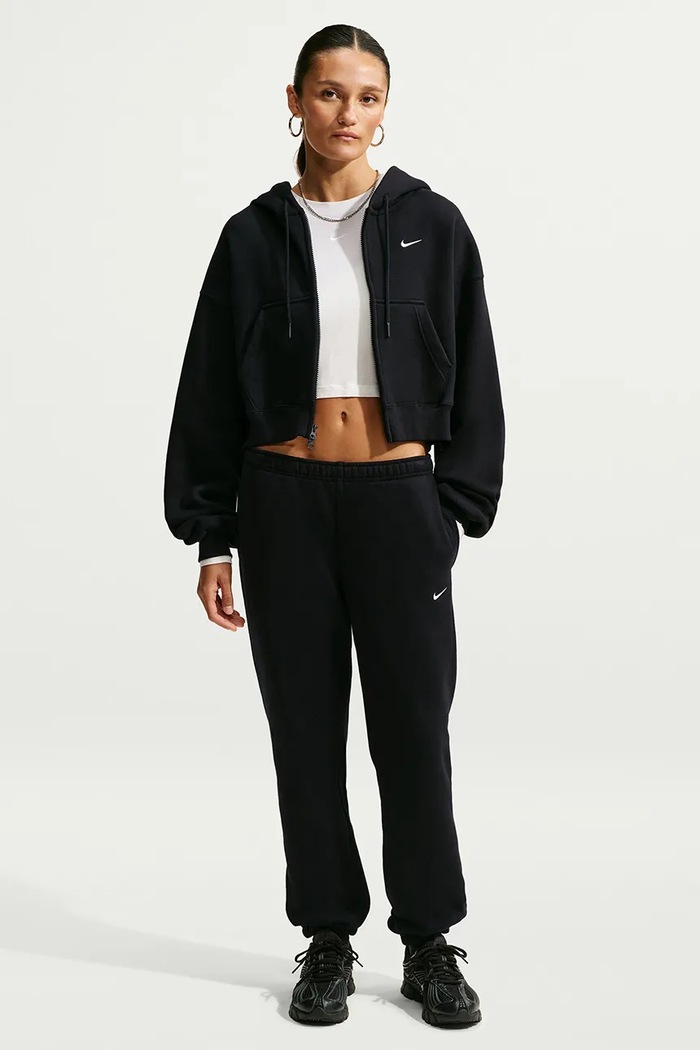 Nike Sportswear Spodnie dresowe damskie z bawełną Studio Fleece czarny IM8076.001