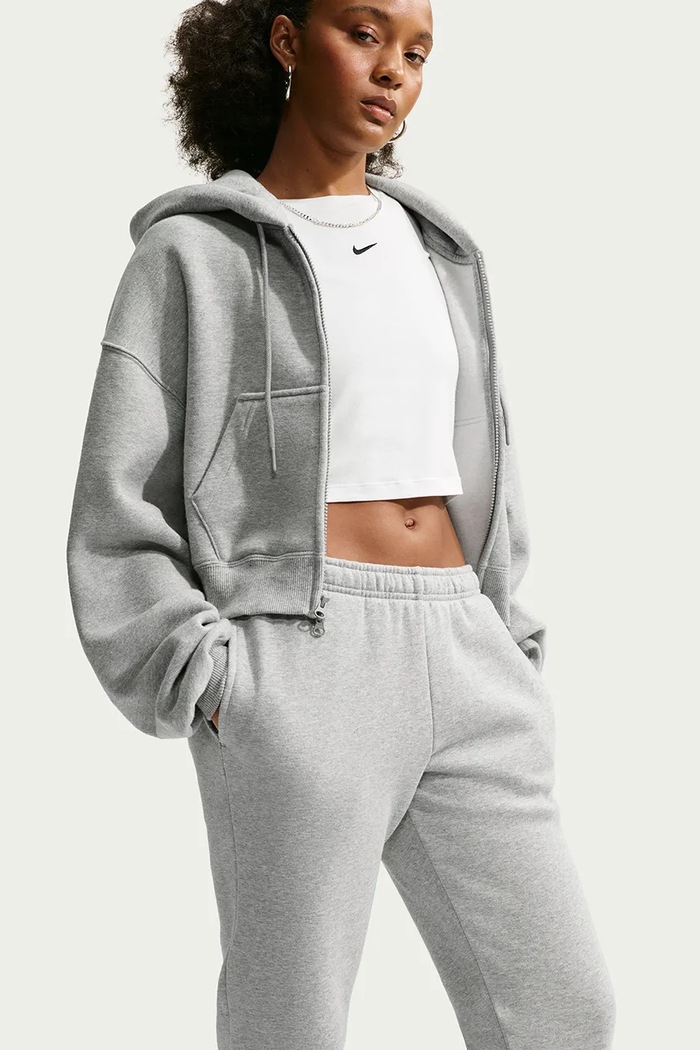 Odzież Nike Sportswear Spodnie dresowe damskie z bawełną Studio Fleece IM8076.063 szary