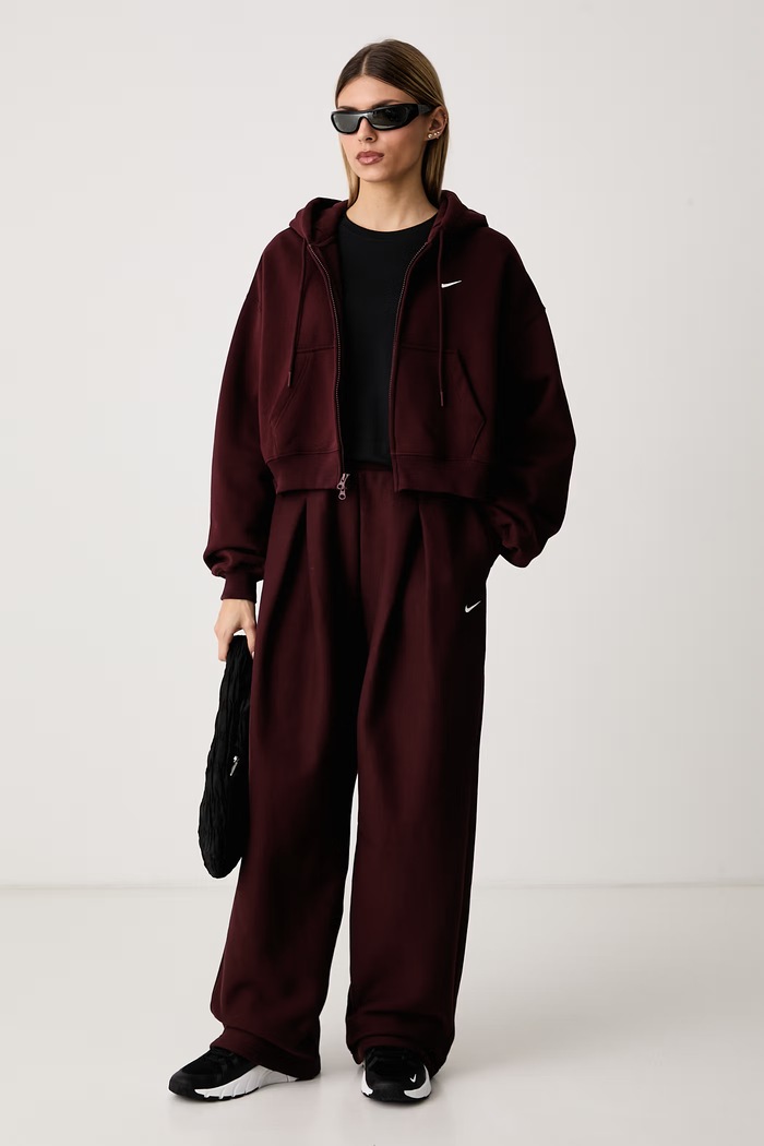 Nike Sportswear Spodnie dresowe damskie z bawełną Studio Fleece IM8092.658 brązowy AW26