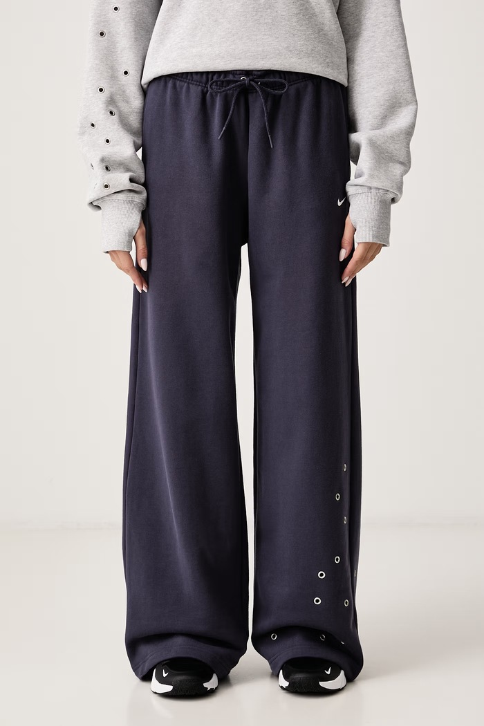 Nike Sportswear Παντελόνι επίσημο γυναικείο με βαμβάκι Studio Fleece μπλε IX7048.013