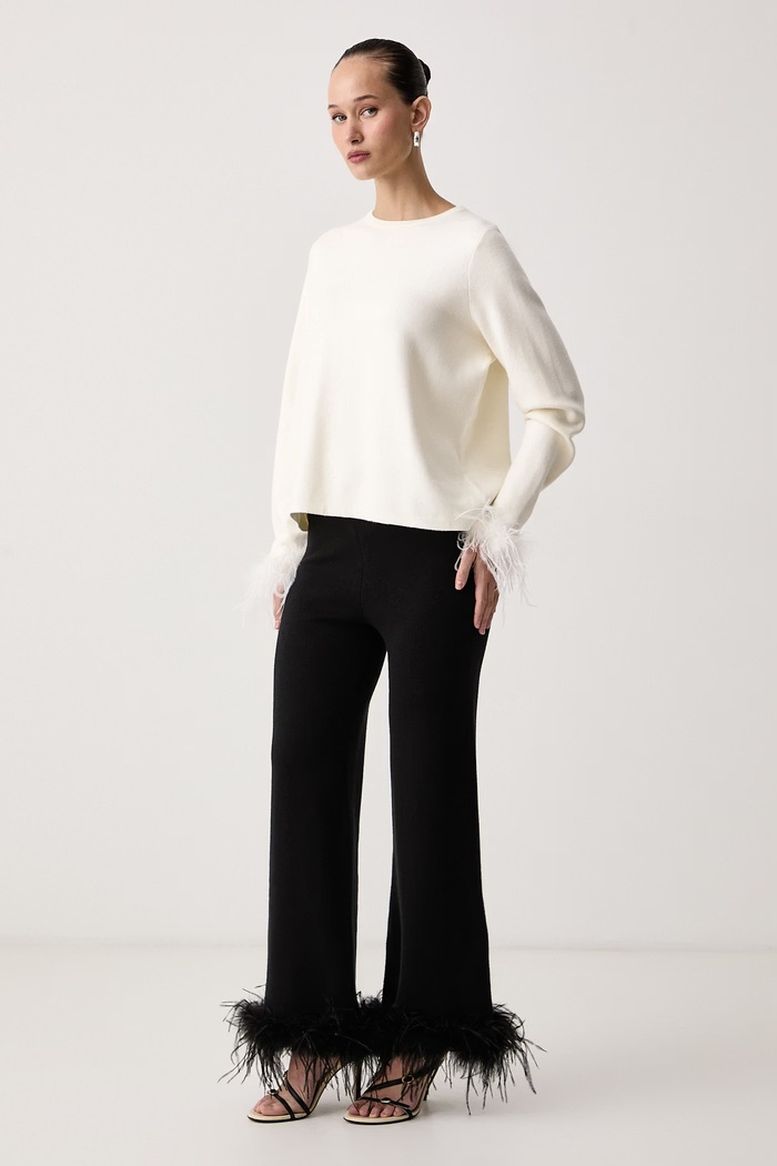 Never Fully Dressed Spodnie dresowe damskie z wiskozą NFDKN1014 czarny AW26