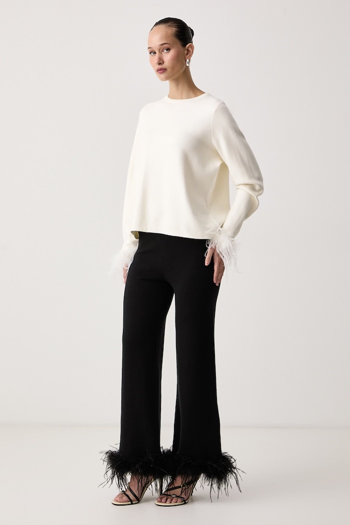 Never Fully Dressed Spodnie dresowe damskie z wiskozą NFDKN1014 czarny AW26