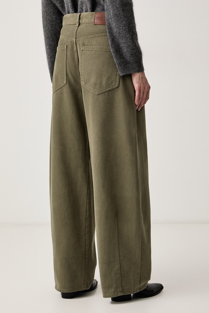Odzież Weekend Max Mara Spodnie damskie bawełniane WKDORDINE 2625136072600 zielony