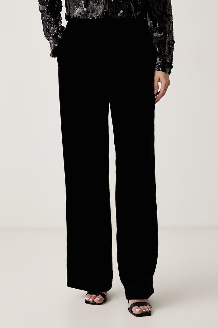 Weekend Max Mara Spodnie damskie welurowe WKIEDRO czarny 2625136023600