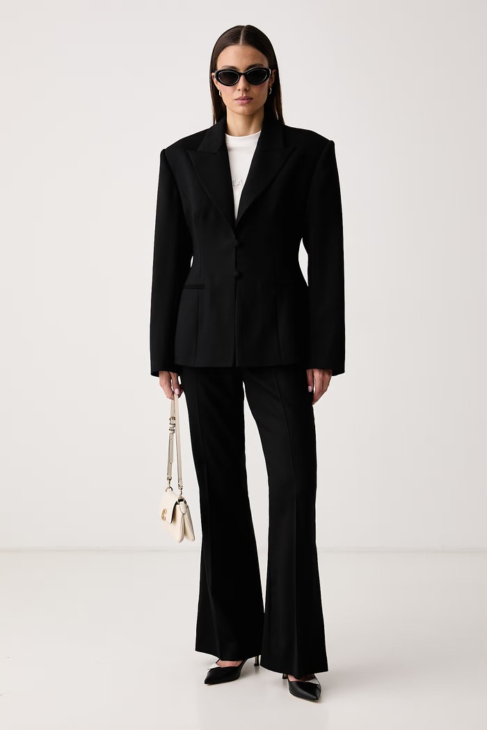 La Mania Spodnie flare damskie wełniane NOTTE NOTTE czarny AW26
