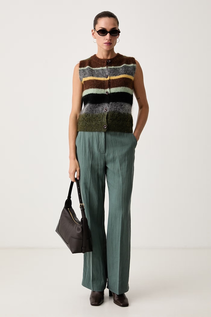 Scotch & Soda Spodnie straight damskie z lyocellem Edie ULH01705F zielony AW26