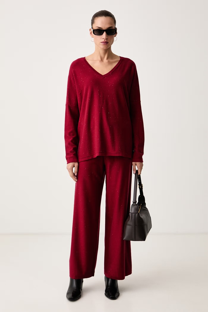 Joseph Ribkoff Spodnie straight damskie 244922F25 bordowy AW26