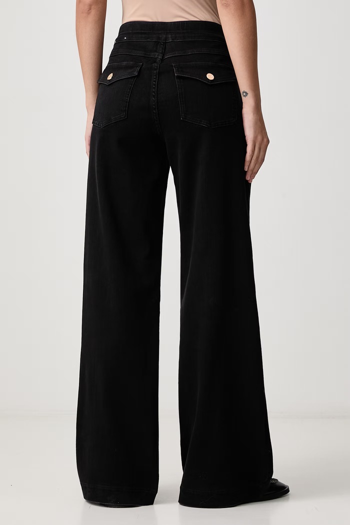 Odzież Joseph Ribkoff Jeansy wide leg damskie 254919W26 czarny