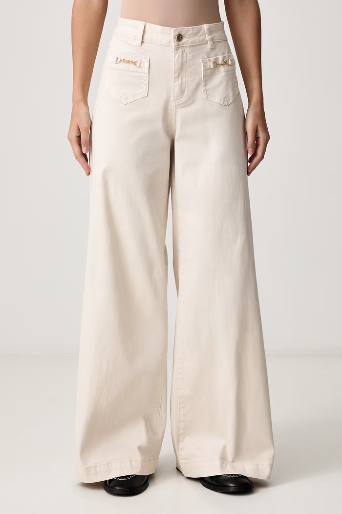 Joseph Ribkoff Jeansy wide leg damskie beżowy 264912