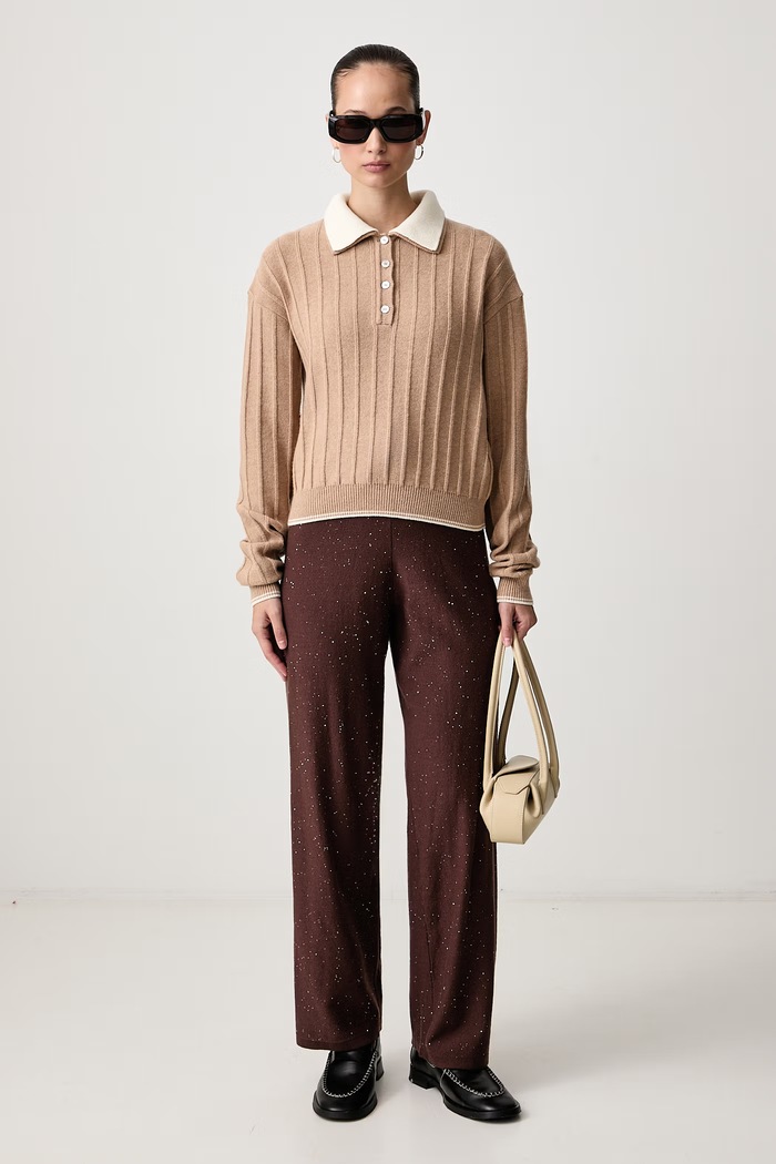 Joseph Ribkoff Spodnie damskie welurowe 264931 brązowy AW26