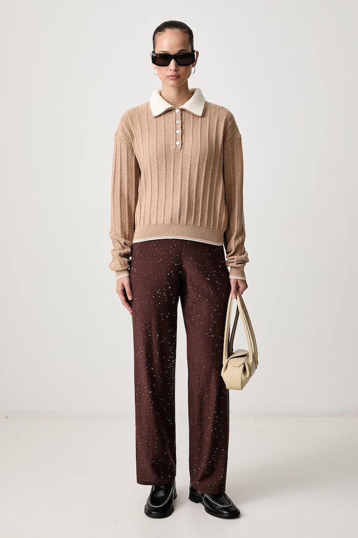 Joseph Ribkoff Παντελόνι γυναικείο βελούρ 264931 καφέ AW26
