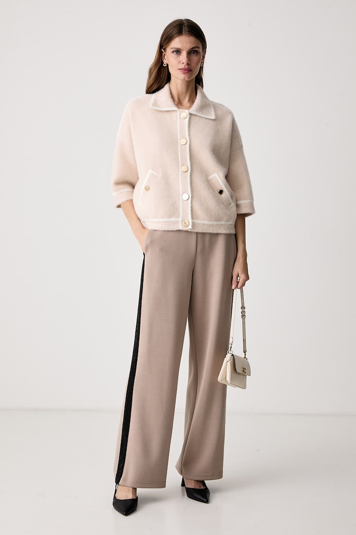 Joseph Ribkoff Spodnie straight damskie z wiskozą 264614 beżowy AW26
