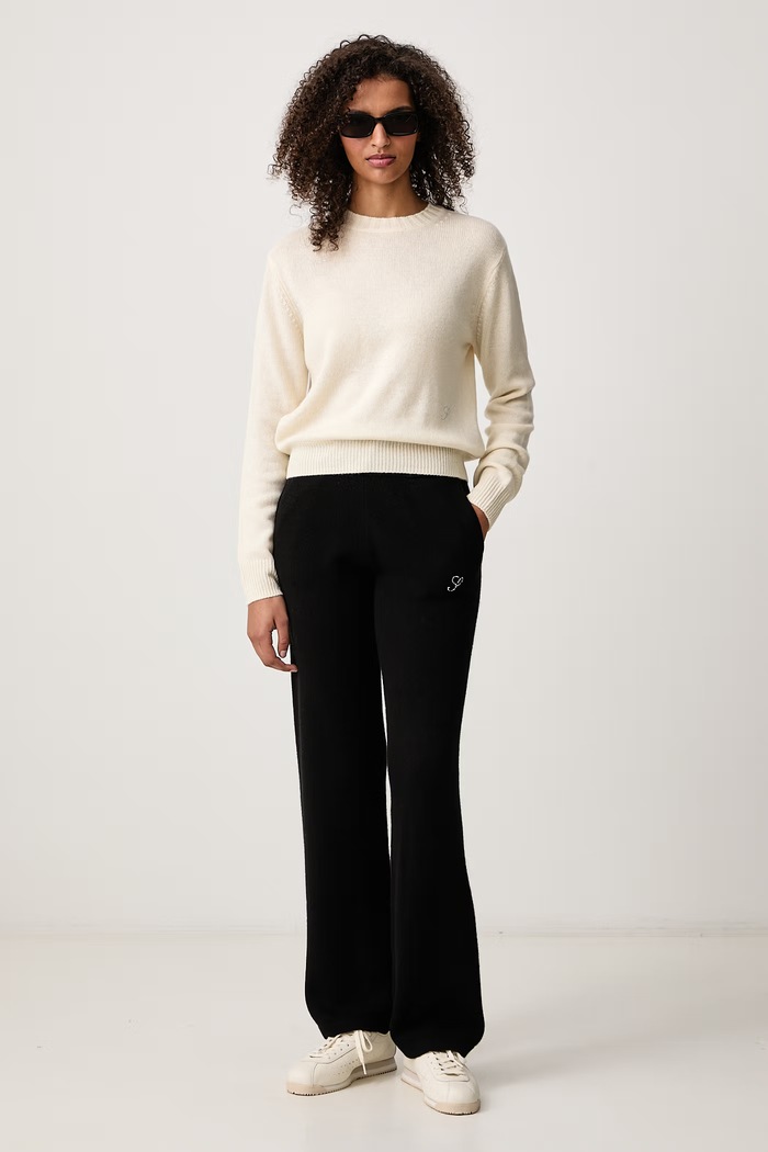 Sporty & Rich S Logo spodnie dresowe z kaszmirem damskie PA02782327BA01 czarny AW26