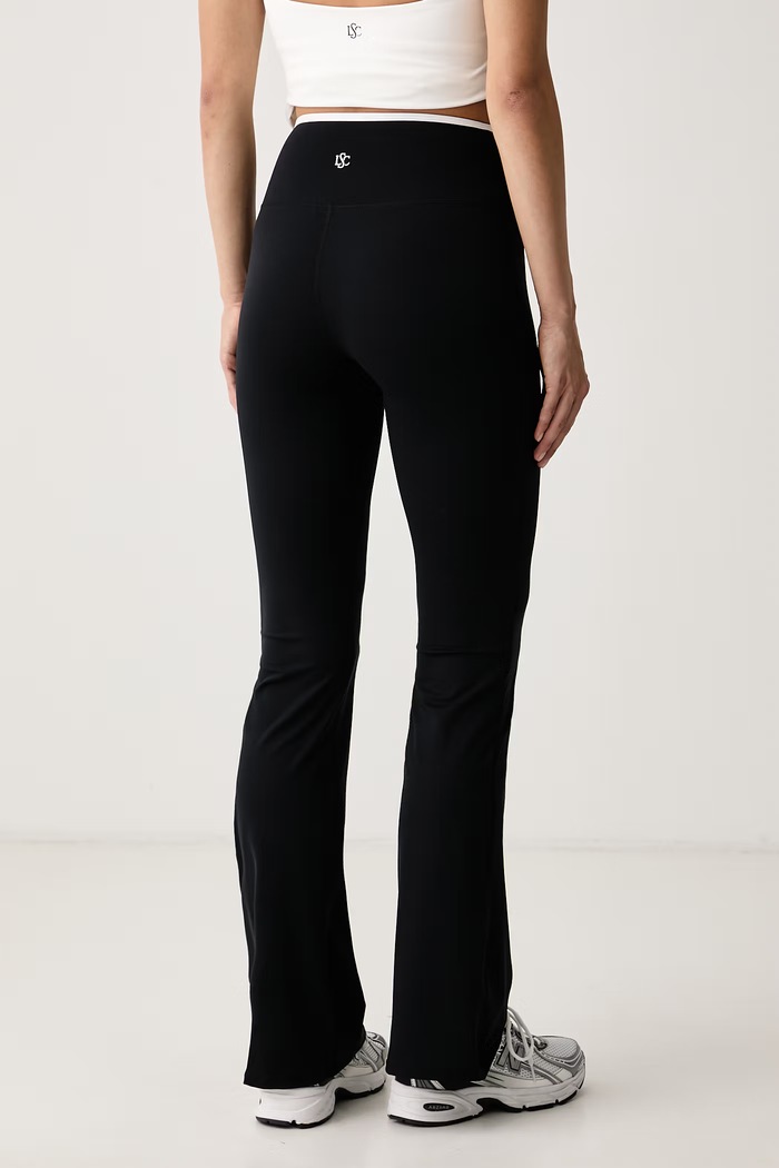 Odzież Le Privé Legginsy damskie VARSITY FLARE LP00710 czarny