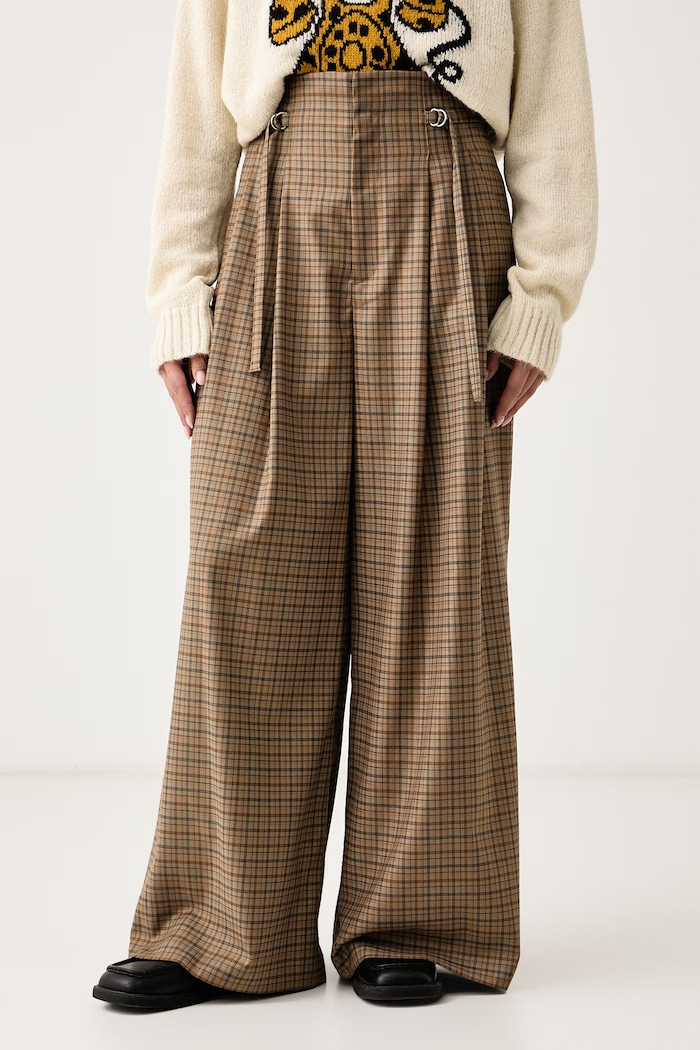 Isabelle Blanche Spodnie wide leg damskie beżowy IS26FW.P042.T009