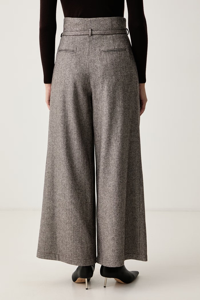 Odzież Isabelle Blanche Spodnie wide leg damskie z wełną IS26FW.P060.T025 brązowy