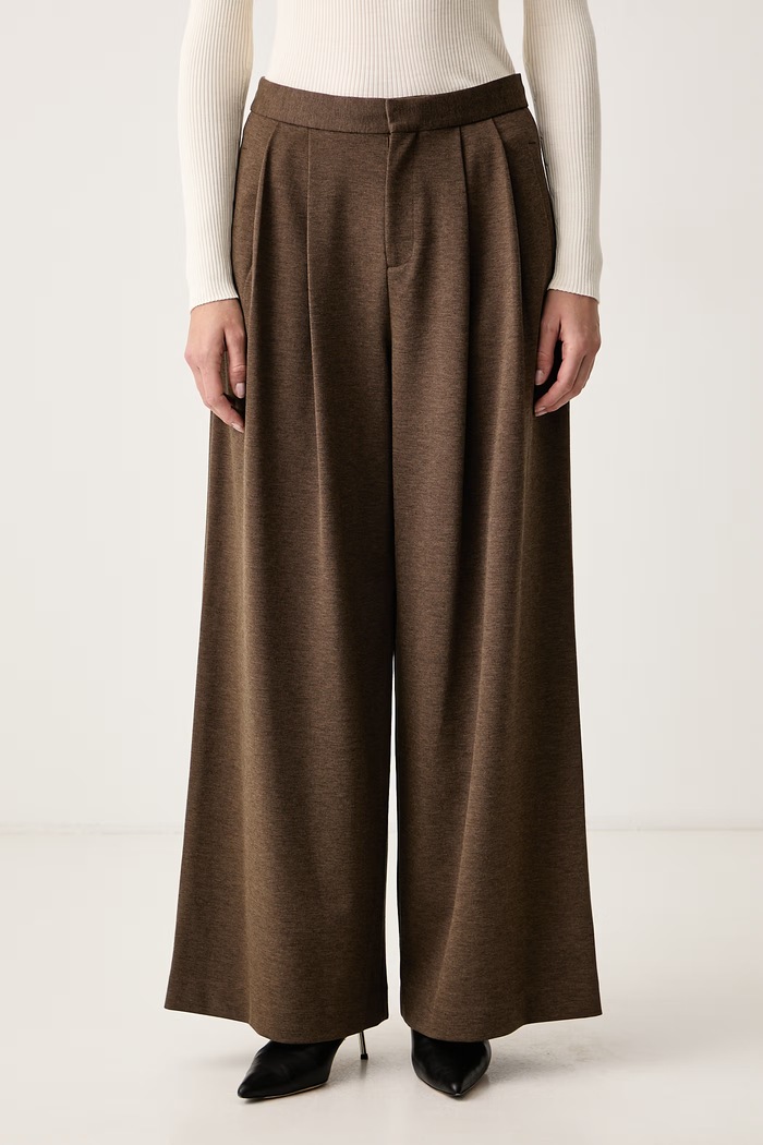 Isabelle Blanche Spodnie damskie z wełną brązowy IS26FW.P199.T019