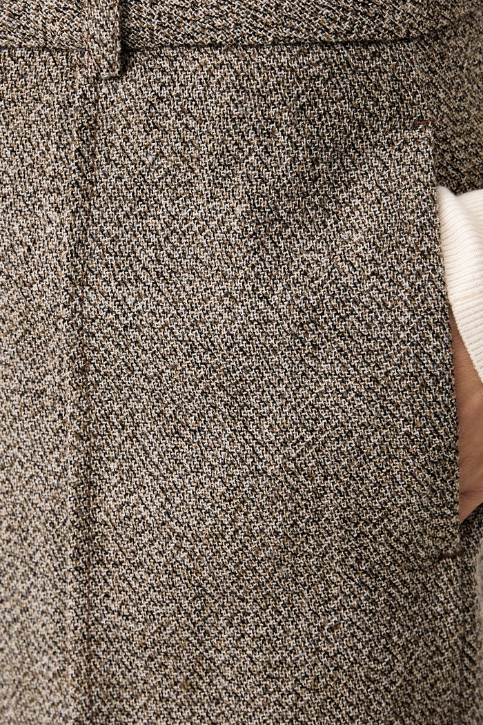 Spodnie straight damskie wełniane Mos Mosh 181210 brązowy