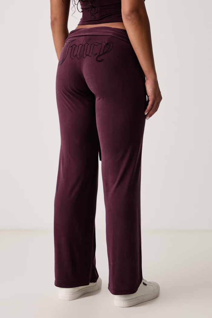 Oblačila Juicy Couture Flare hlače ženske z viskozo EMERSON BELTED STRAIGHT JCWFE226332 bordo